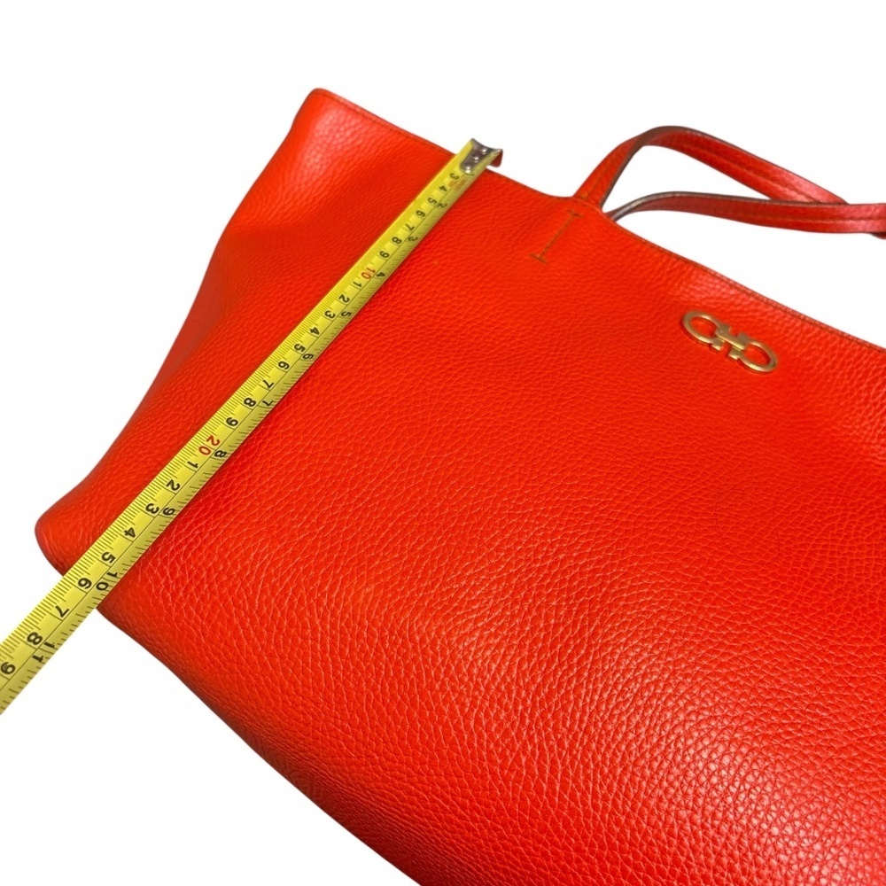 Salvatore ferragamo orange pebbled leather tote bag - Picture 11 of 16